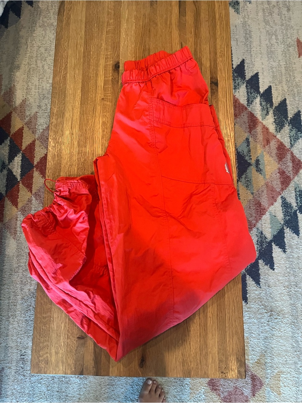 Free People Bright , vivid Red/ Elastic-Waist Cargo Joggers- windsuit material